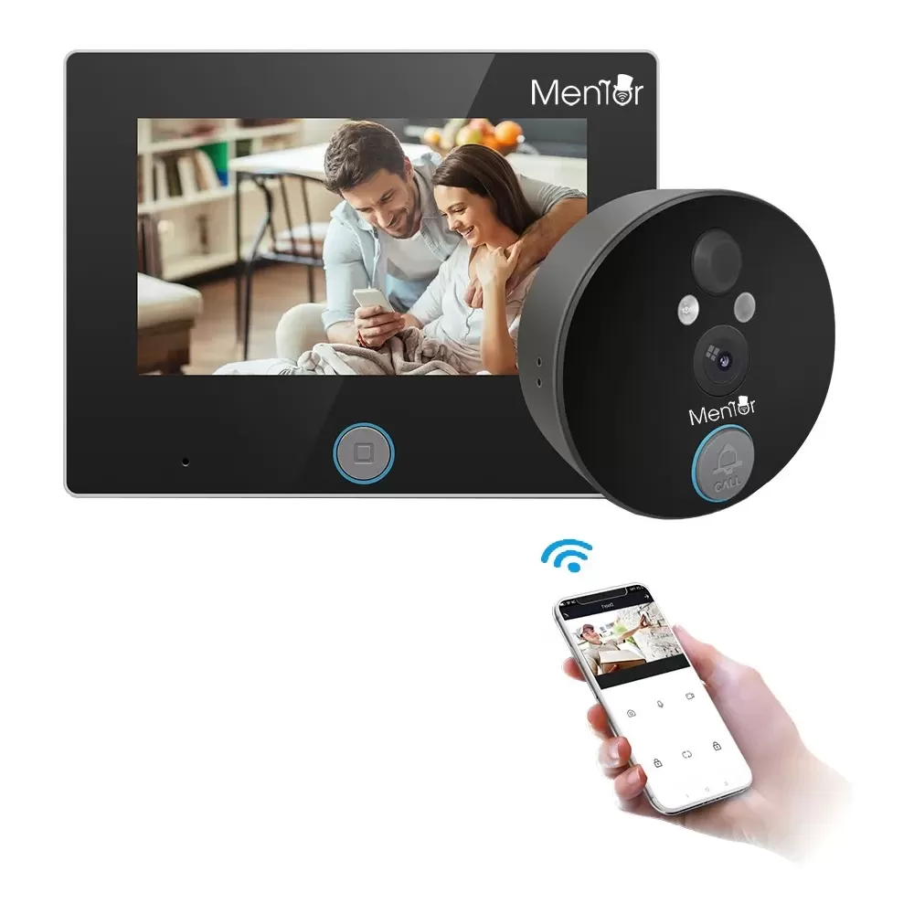 Kit Video Sonerie Smart Mentor SYKT011 WiFi 1MP PIR HD cu vizor, camera IP  si Monitor