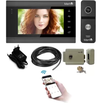 Kit Interfon Video 1 familie wireless WiFi IP65 2MP 7 inch Color 3in1 4 fire Mentor SYKT007