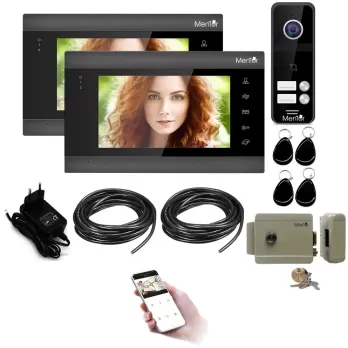 Kit VideoInterfon 2 familii wireless WiFi IP65 2MP 7 inch Color 4in1 4 fire Mentor SYKT005