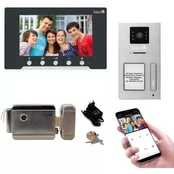 Kit Interfon Video 1 familie wireless WiFi IP65 2MP 7 inch Color 3in1 2 fire Mentor SYKT018