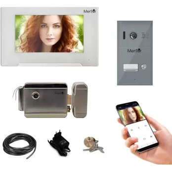 Kit Interfon Video 1 familie wireless WiFi IP65 2MP 7 inch Color 3in1 4 fire Mentor SYKT024