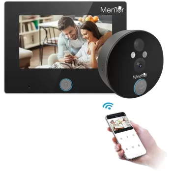Kit Video Sonerie Smart Mentor SYKT011 WiFi 1MP PIR HD cu vizor, camera IP si Monitor