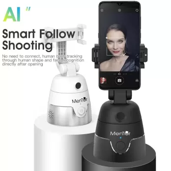 Suport Telefon Smart cu Tracking Mentor T6A1B cu camera, difuzor, bluetooth, telecomanda, 280°, negru