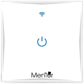Intrerupator cap scara Smart WiFi Mentor ES010 150W 2.4GHz touch cu nul sticla securizata alb