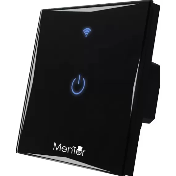 Intrerupator inteligent wireless Mentor WiFi 10A 600W simplu negru cu touch-2
