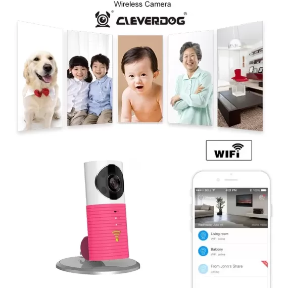Baby monitor WiFi CleverDog 1.3MP Full-HD 5V 2.4GHz 128G Pink