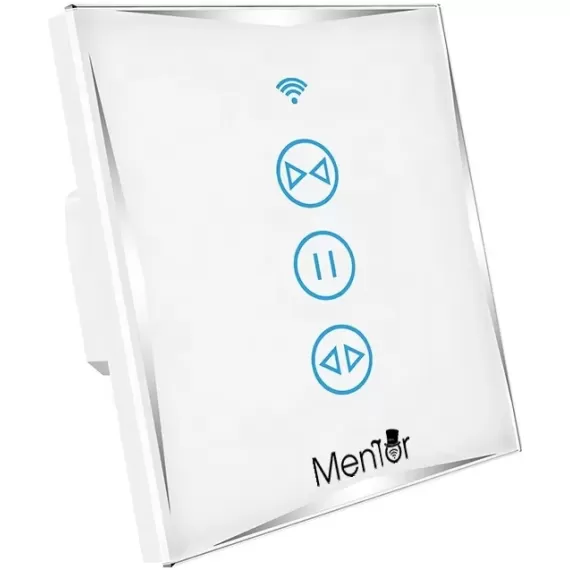 Intrerupator pentru jaluzele Smart WiFi Mentor ES009 10A 2.4GHz alb cu touch sticla securizata