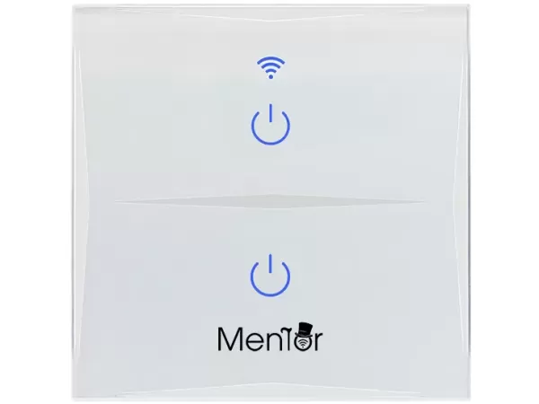 Intrerupator inteligent wireless Mentor WiFi 10A 1200W dublu alb cu touch