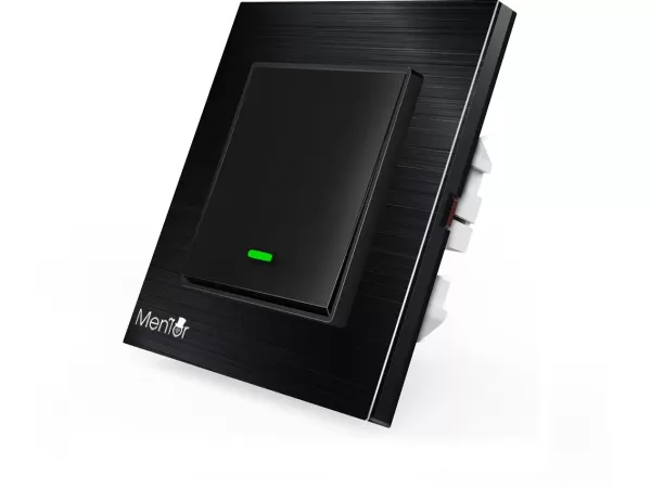 Intrerupator simplu Smart Mentor ES033 WiFi 10A 600W PC ignifug negru