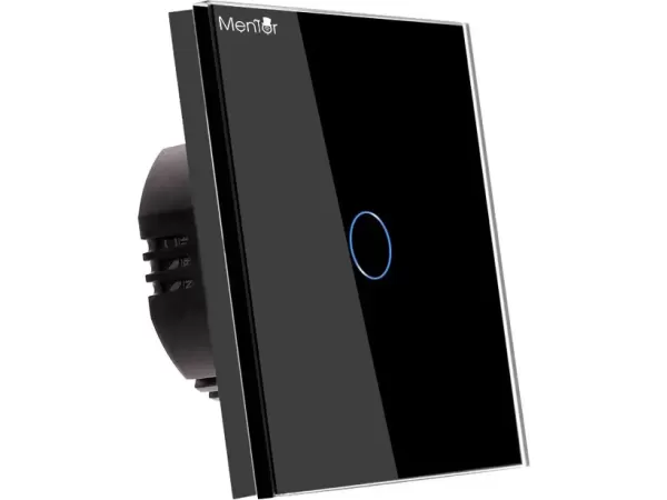 Intrerupator touch simplu Smart wireless Mentor ES041 WiFi 600W 10A cu NUL negru